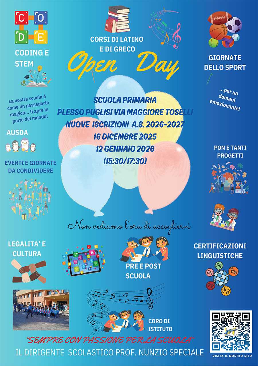 Locandina Open Day Primaria Puglisi