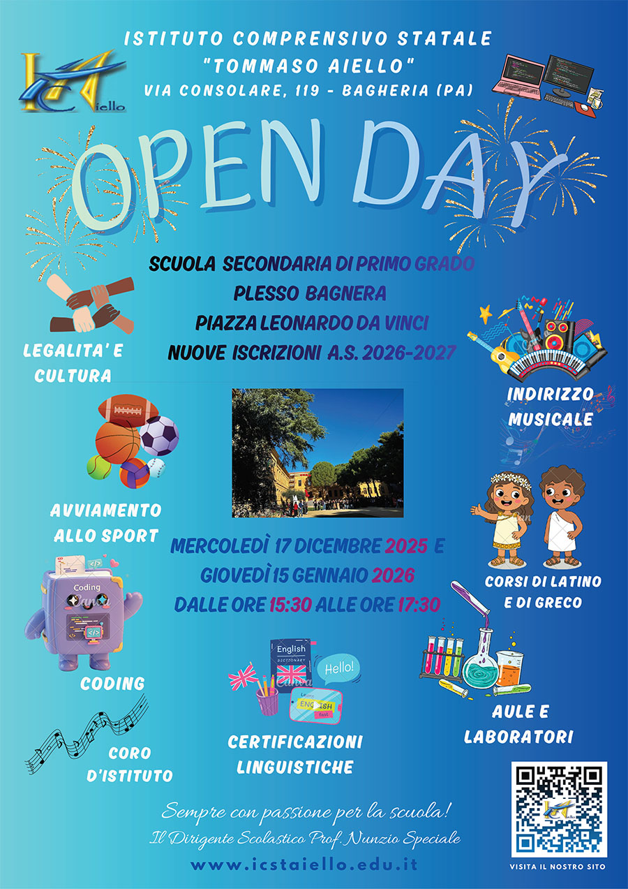 Locandina Open Day Secondaria Aiello